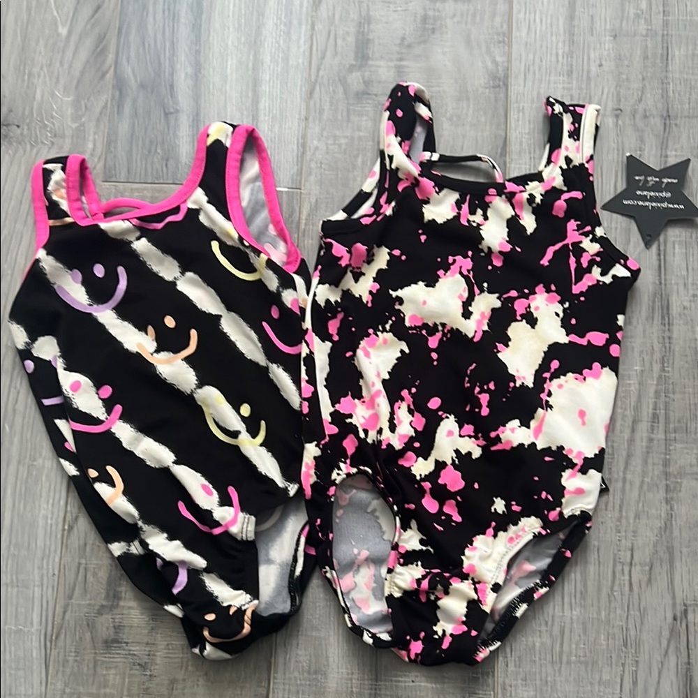 Pixie Lane One Piece Bodysuit Leotard - Black and Pink - Size 4